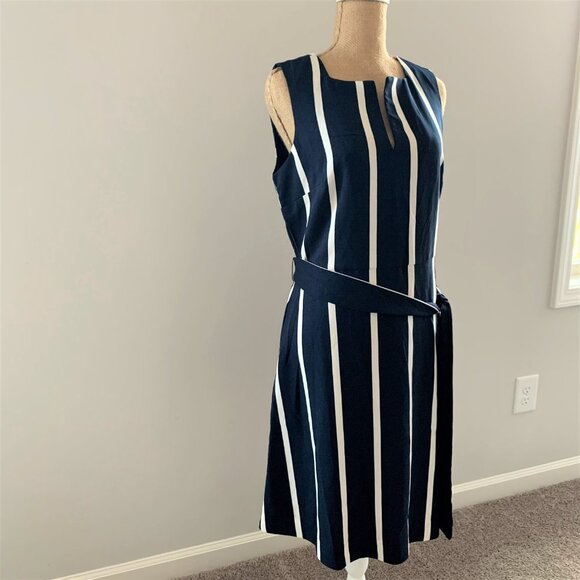 NWT Banana Republic Dress Sleeveless Navy White Stripes Nautical Petite … - Picture 5 of 12